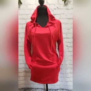 Red Pull-Over Fitted Hoodie With Kangaroo Pockets